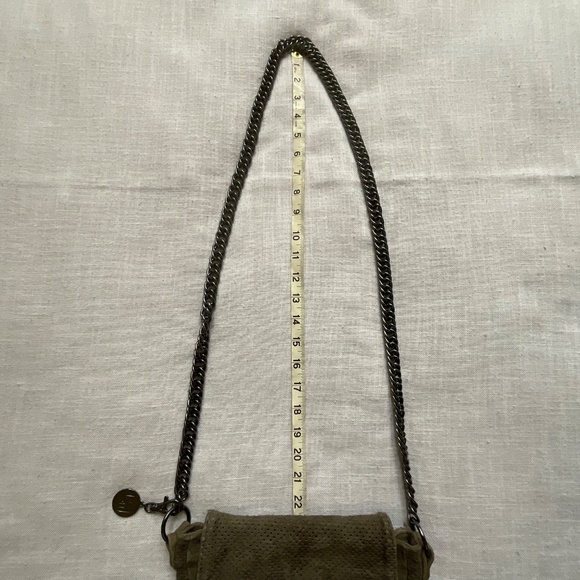 ASH Dark Taupe Leather Suede Boho Crossbody Chunky Metal Strap Bag - Picture 5 of 16